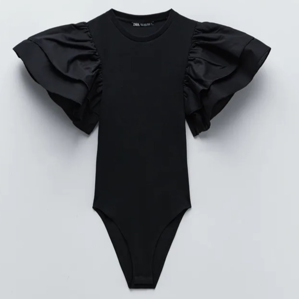 Black Puff Sleeve Bodysuit